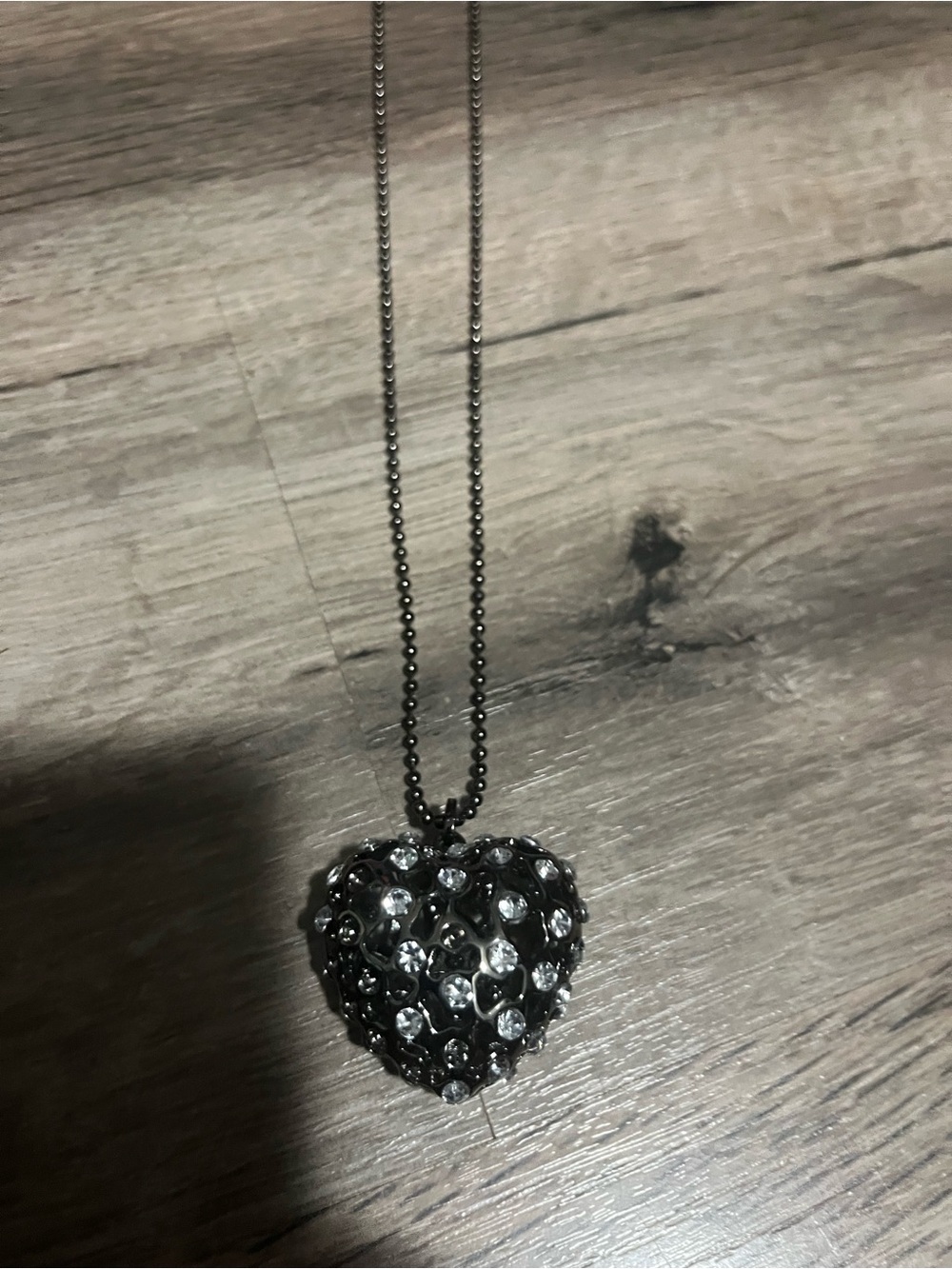 Heart Pendant Necklace with Black and Clear Crystals - Elegant Women’s Jewelry